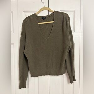 Express Olive V-Neck Sweater